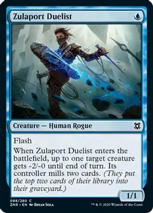 《ズーラポートの決闘者/Zulaport Duelist》[ZNR] 青C