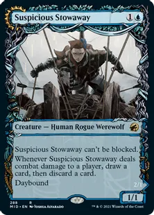 ■ショーケース■《怪しげな密航者/Suspicious Stowaway》/《船乗りの人狼/Seafaring Werewolf》[MID-BF] 青R