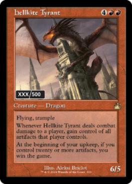 【ダブルレインボウ・Foil】■旧枠■《ヘルカイトの暴君/Hellkite Tyrant》(シリアル入り)[RVR] 赤R