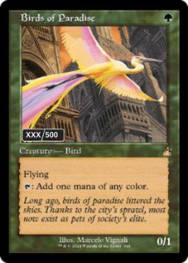 【ダブルレインボウ・Foil】■旧枠■《極楽鳥/Birds of Paradise》(シリアル入り)[RVR] 緑R
