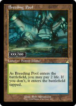 【ダブルレインボウ・Foil】■旧枠■《繁殖池/Breeding Pool》(シリアル入り)[RVR] 土地R