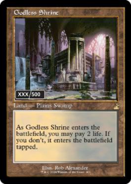 【ダブルレインボウ・Foil】■旧枠■《神無き祭殿/Godless Shrine》(シリアル入り)[RVR] 土地R
