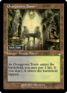 【ダブルレインボウ・Foil】■旧枠■《草むした墓/Overgrown Tomb》(シリアル入り)[RVR] 土地R