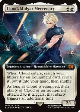 ■拡張アート■《ミッドガルの傭兵、クラウド/Cloud, Midgar Mercenary》[FIN-BF] 白R