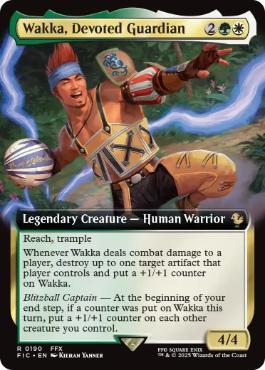 ■拡張アート■《敬虔なガード、ワッカ/Wakka, Devoted Guardian》[FIC] 金R