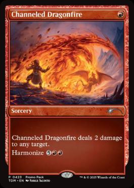 《引き出された龍火/Channeled Dragonfire》(プロモパック)[TDM-P] 赤U