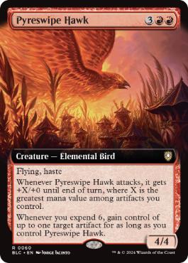 ■拡張アート■《火掻き鷹/Pyreswipe Hawk》[BLC] 赤R