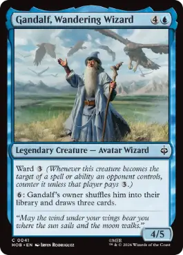 《放浪の魔法使い、ガンダルフ/Gandalf, Wandering Wizard》[HOB] 青C