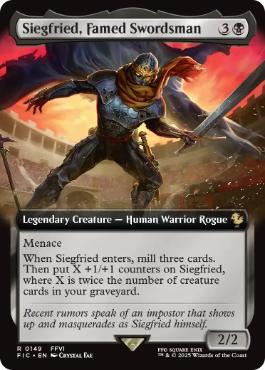 ■拡張アート■《名高き剣士、ジークフリード/Siegfried, Famed Swordsman》[FIC] 黒R