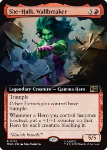 ■拡張アート■《壁を砕く女戦士、シーハルク/She-Hulk, Wallbreaker》[MSC] 赤R