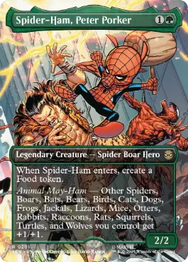 ■ボーダーレス■《スパイダーハム、ピーター・ポーカー/Spider-Ham, Peter Porker》[SPM-BF] 緑R