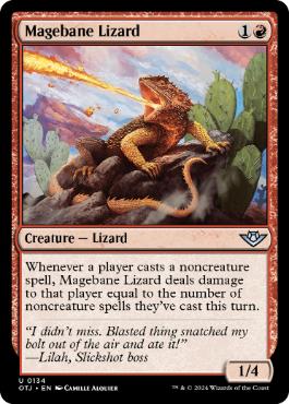 《魔道士封じのトカゲ/Magebane Lizard》[OTJ] 赤U