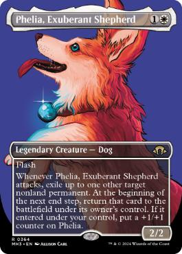 ■ボーダーレス■《溌剌の牧羊犬、フィリア/Phelia, Exuberant Shepherd》[MH3-BF] 白R