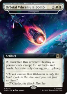 ■拡張アート■《衛星軌道上ヴィブラニウム爆弾/Orbital Vibranium Bomb》//《災いの砂時計/Scourglass》[MSC] 白R