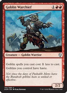 《ゴブリンの戦長/Goblin Warchief》[DOM] 赤U