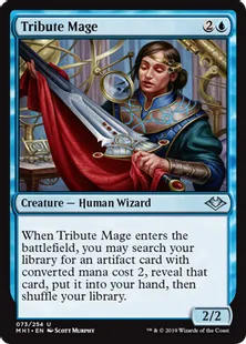 《捧げ物の魔道士/Tribute Mage》[MH1] 青U