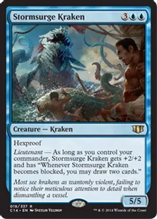《うねり嵐のクラーケン/Stormsurge Kraken》[C14] 青R