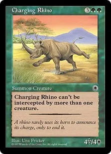 《突進するサイ/Charging Rhino》[POR] 緑R