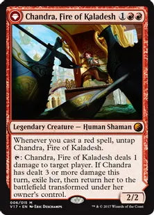 《カラデシュの火、チャンドラ/Chandra, Fire of Kaladesh》/《燃え盛る炎、チャンドラ/Chandra, Roaring Flame》[FtV:Transform] 赤