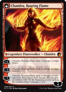 《カラデシュの火、チャンドラ/Chandra, Fire of Kaladesh》/《燃え盛る炎、チャンドラ/Chandra, Roaring Flame》[FtV:Transform] 赤