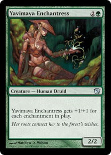 《ヤヴィマヤの女魔術師/Yavimaya Enchantress》[9ED] 緑U